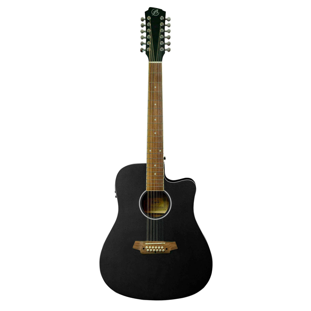 Guitarra Electroacustica Bamboo Ga-4012-bk-q Con Funda 12 Cuerdas