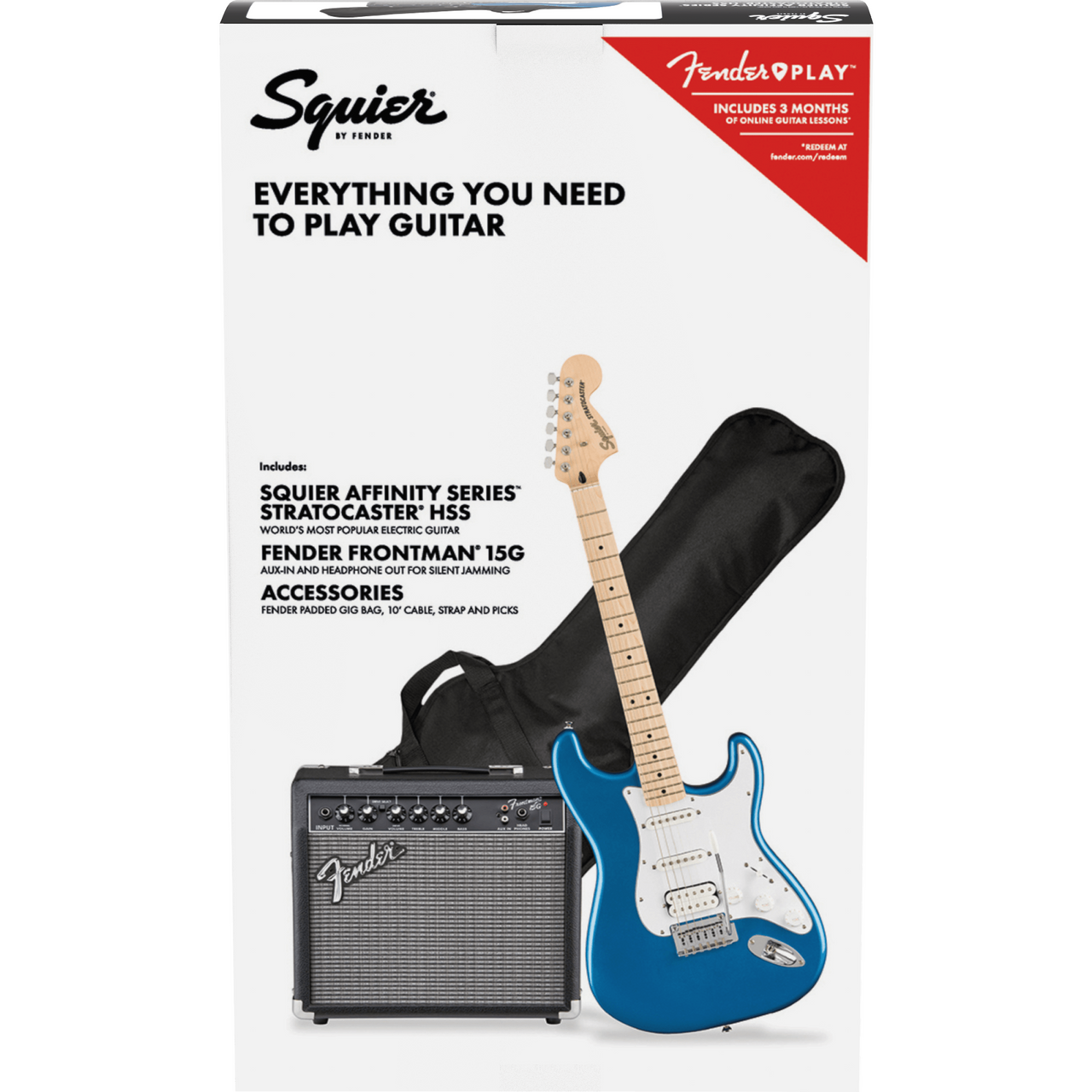 Paquete Guitarra Electrica Fender Affinity Series Stratocaster HSS Blue 0372820002