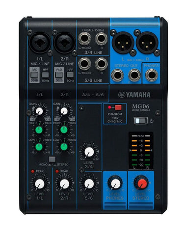MEZCLADORA YAMAHA 6 CANALES 2 XLR, MG06