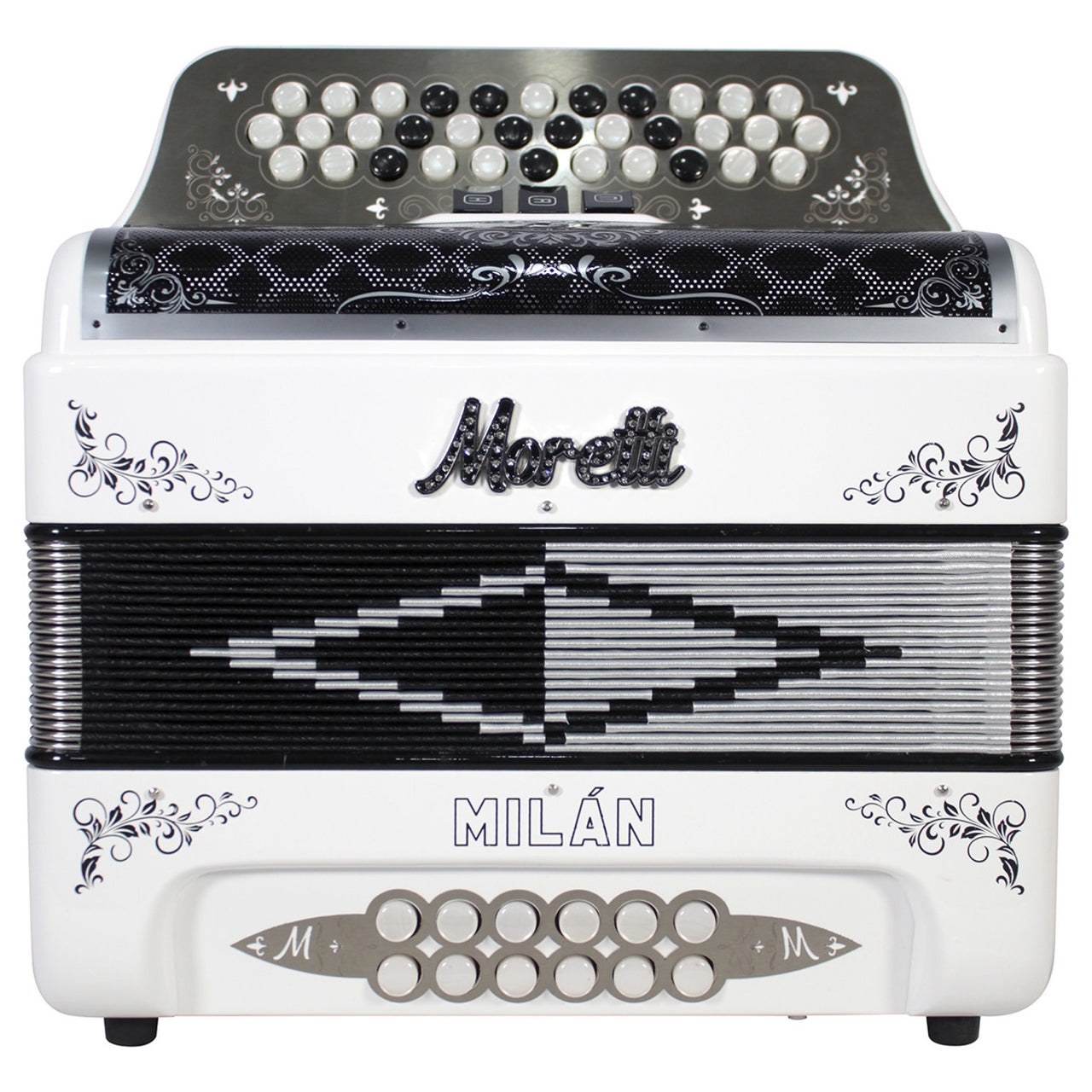 Acordeon Moretti Bot. Milan 3-reg Gcf Blanco
