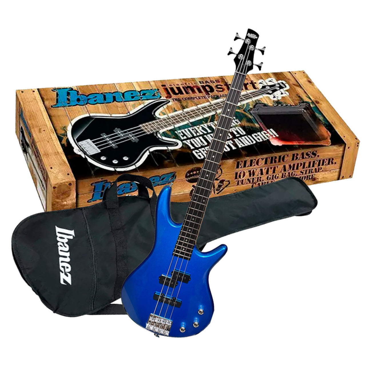 Paquete Bajo Electrico Ibanez Sdgr Jumpstart Azul , Ijsr190n-slb