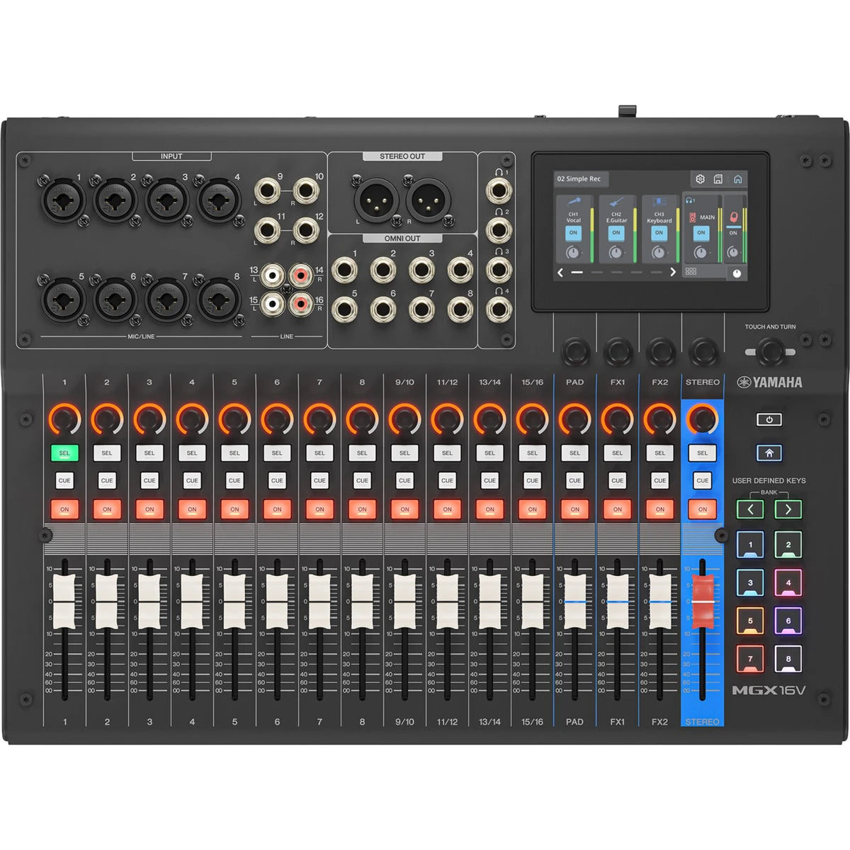Consola Yamaha MGX16VB De Mezcla Digital 16 Canales Interfaz De Video Black
