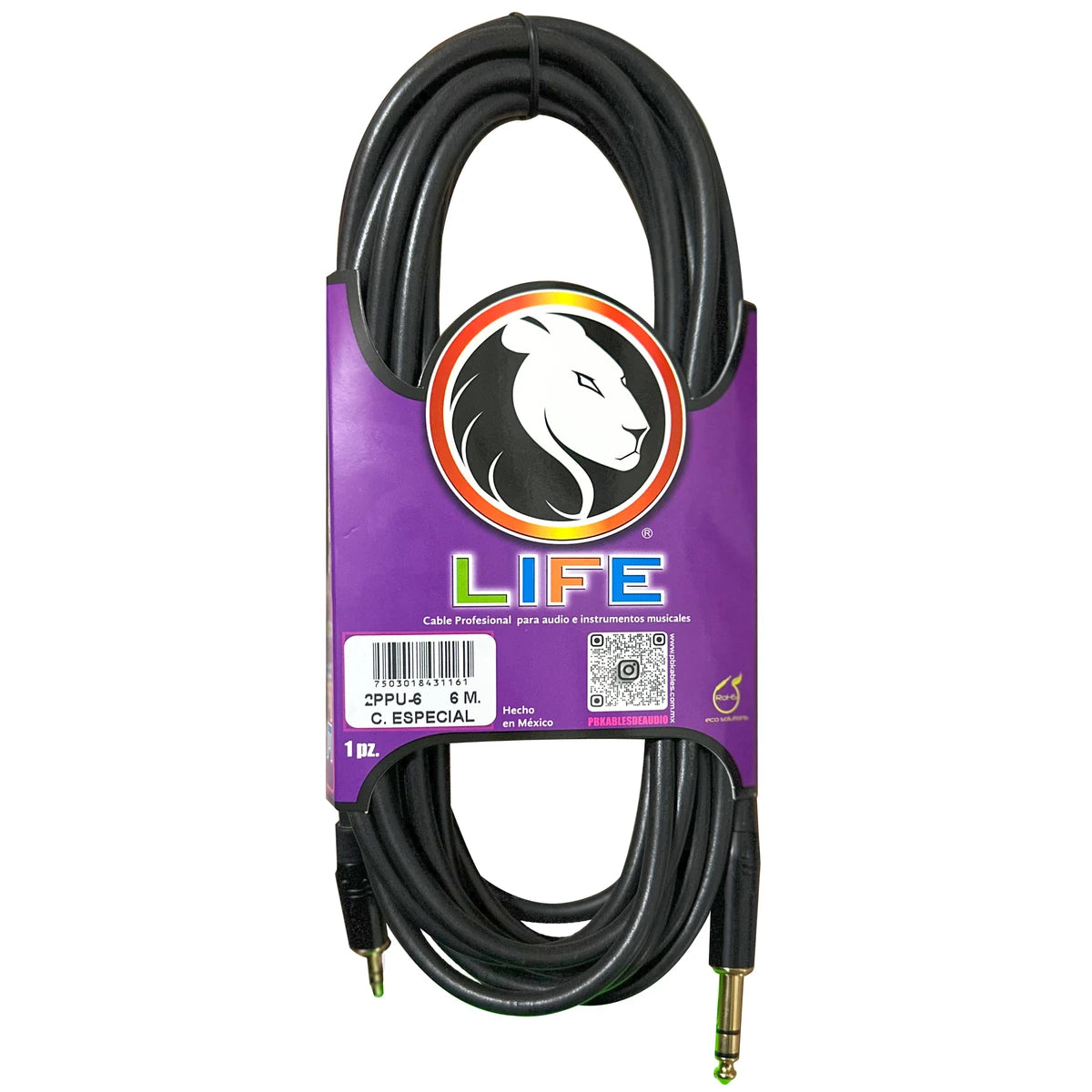 Cable Life Plug 2PPU-6  3.5 ST A Plug 6.3 ST 6 Metros