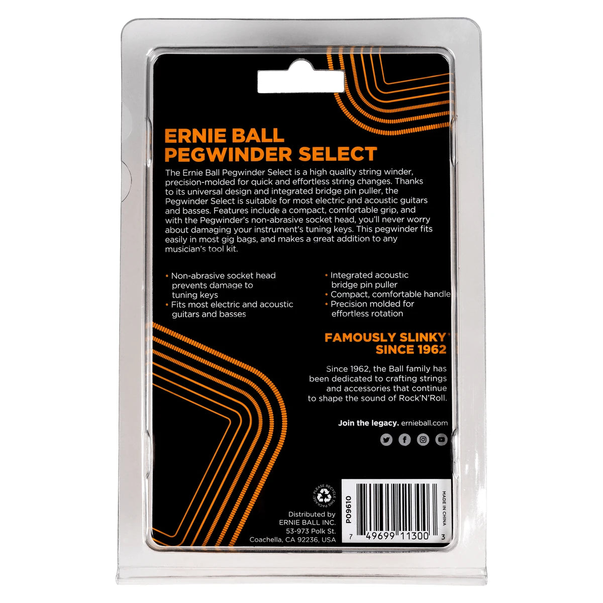 Encordador Ernie Ball 9610 Pegwinder Select Para Guitarra