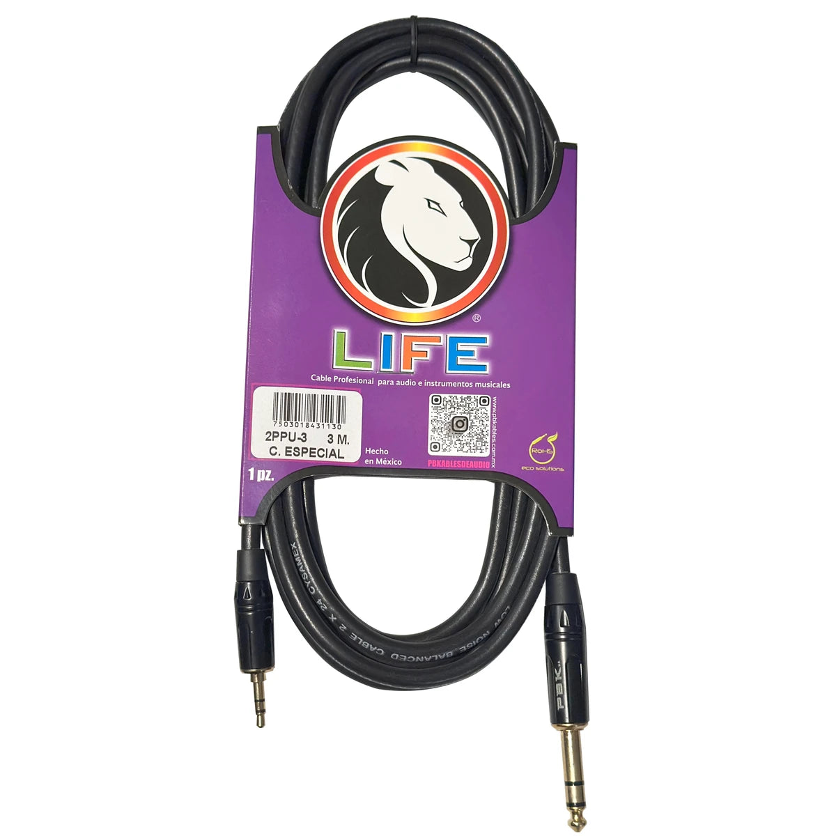 Cable Life 2PPU-3 Plug 3.5 ST A Plug 6.3 ST 3 Metros