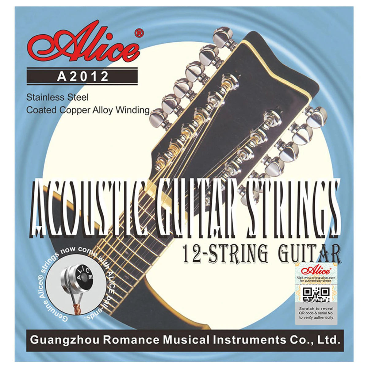 Encordadura Alice A2012 Para Guitarra De 12 Cuerdas Metal