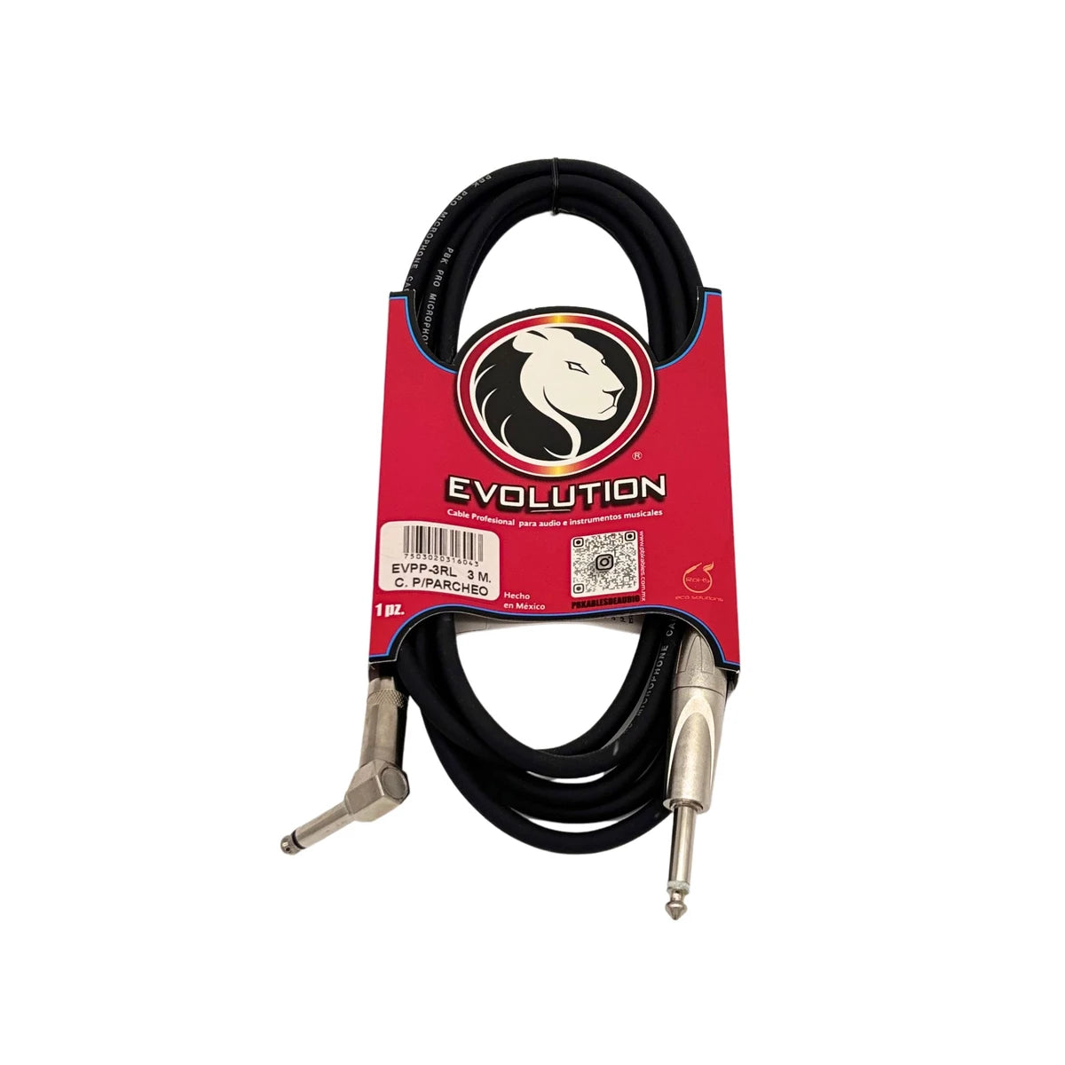 Cable Evolution EVPP-3RL Plug A Plug 6.3 Escuadra 3 Metros