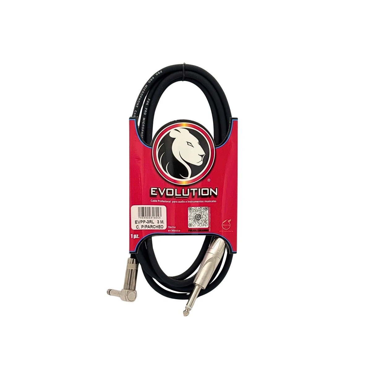 Cable Evolution EVPP-3RL Plug A Plug 6.3 Escuadra 3 Metros