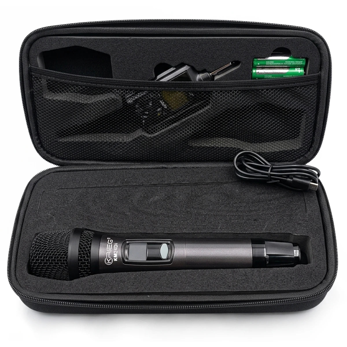 MICROFONO INALAMBRICO KRIEG DIGITAL DE MANO UHF 16CH RECARGABLE(631-643-646-658 Mhz), KM-24Di
