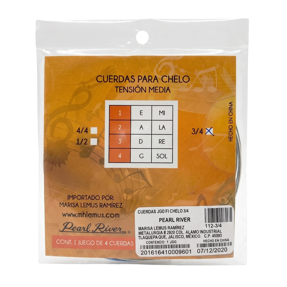 Encordadura Pearl River  Para Chelo 112-3/4