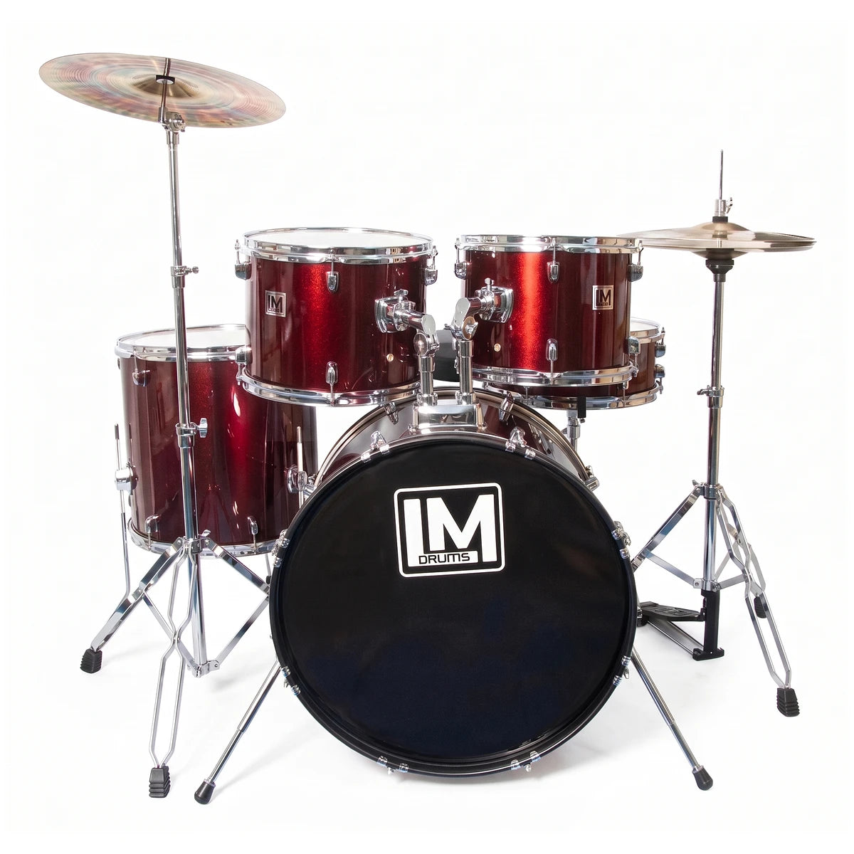 Bateria LM Drums DK-125WR 5 Piezas Vino Con Asiento Y Platillos