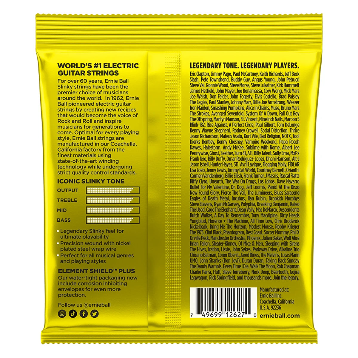 Encordadura Ernie Ball 2627 Para Guitarra Electrica Beefy Slinky Niquel