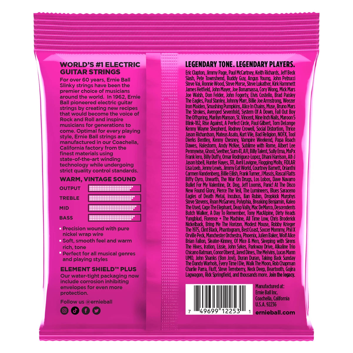Encordadura Ernie Ball Para Guitarra Electrica Classic Super Slinky 2253
