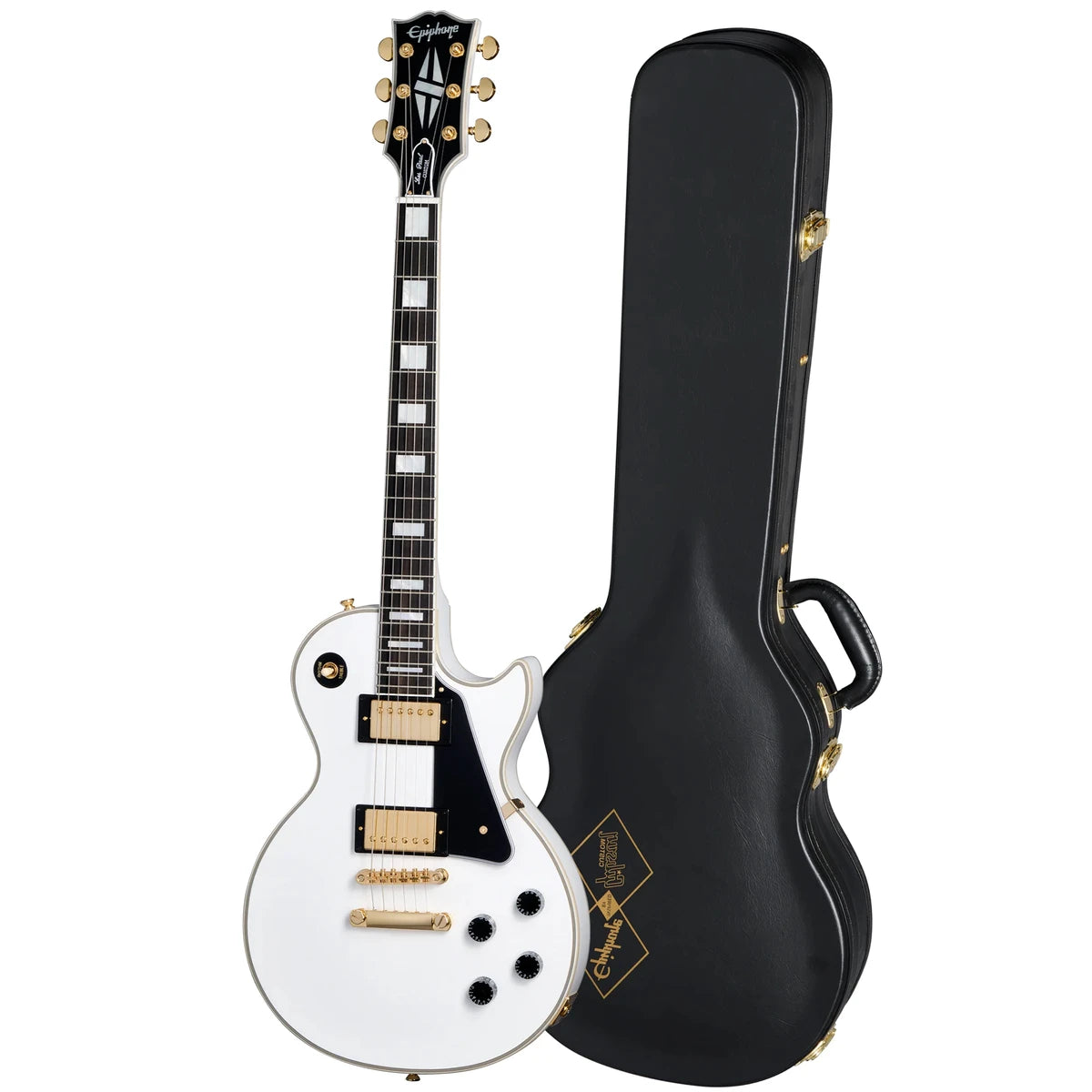 Guitarra Electrica Epiphone ECLPCAWGH1 Les Paul Custom Alpine Blanca Inspirada Por Gibson