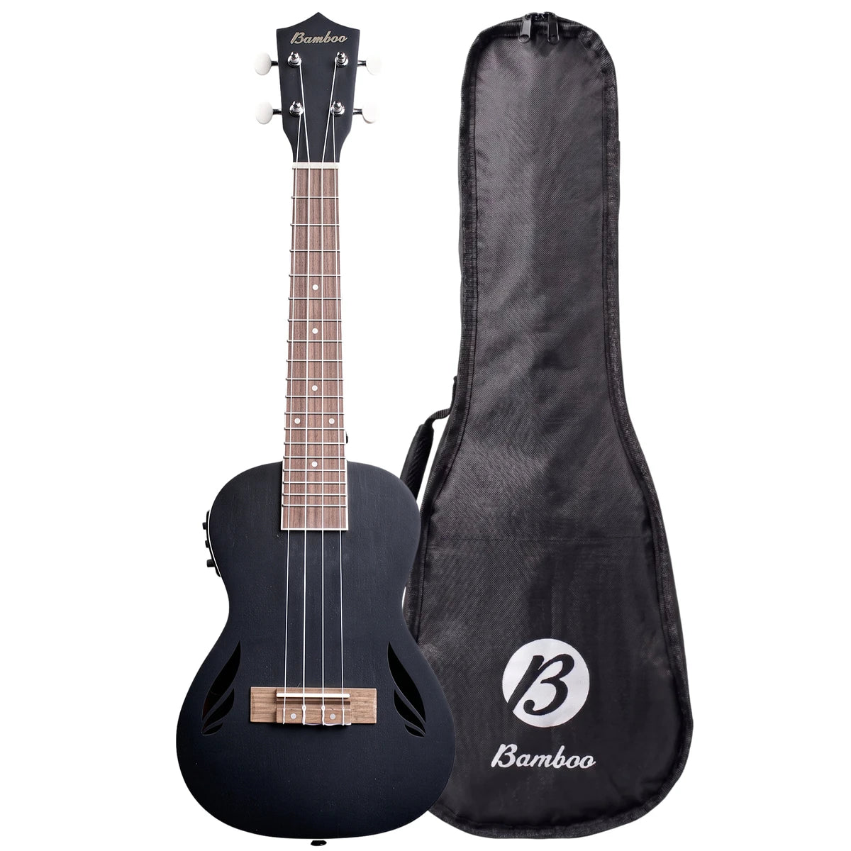 Ukelele Electroacustico Bamboo U-23-VIO-BK-Q-N Concierto Con Funda Violin Negro