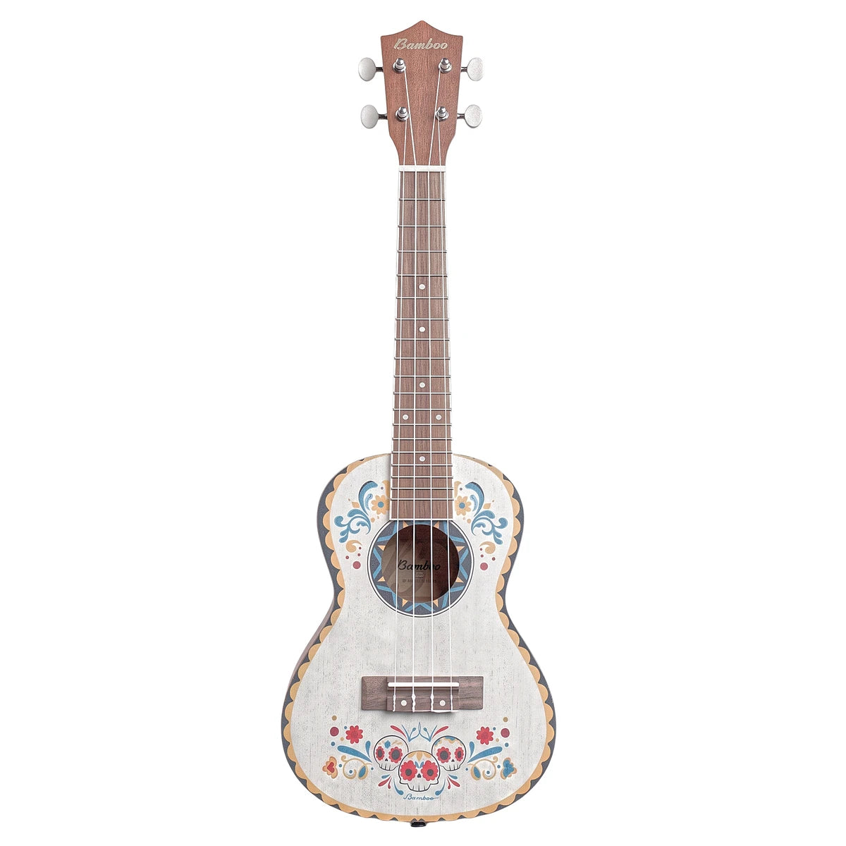 Ukelele Bamboo U-23-DD-S Concierto Sapele Dia de los Muertos Con Funda 23 Pulgadas