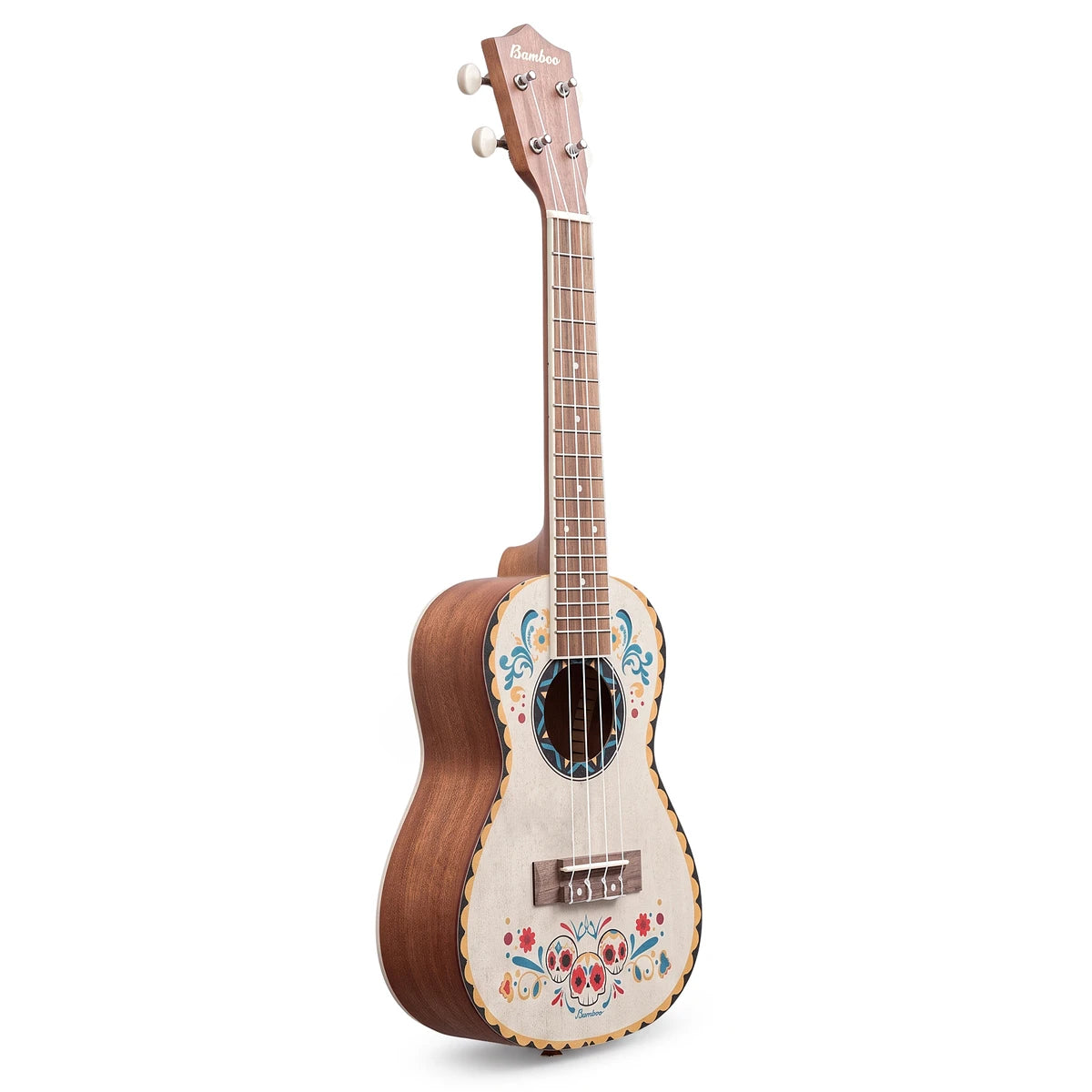 Ukelele Bamboo U-23-DD-S Concierto Sapele Dia de los Muertos Con Funda 23 Pulgadas