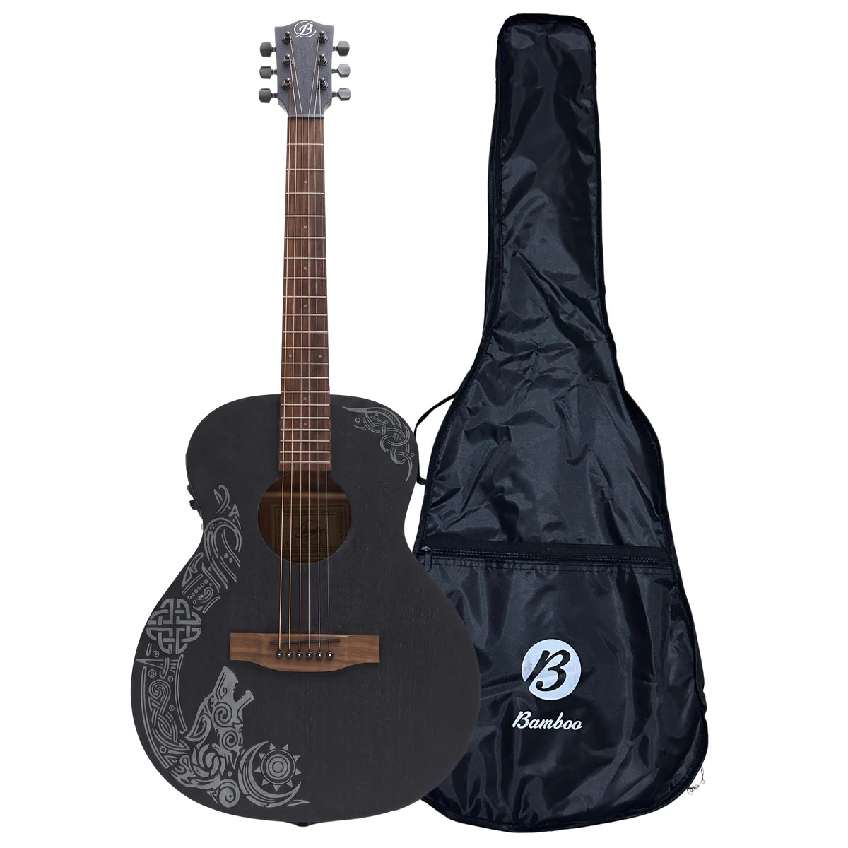 Guitarra Electroacustica Bamboo GA-38-NORDICWOLF-Q Ecualizador de 3 Bandas Con Funda