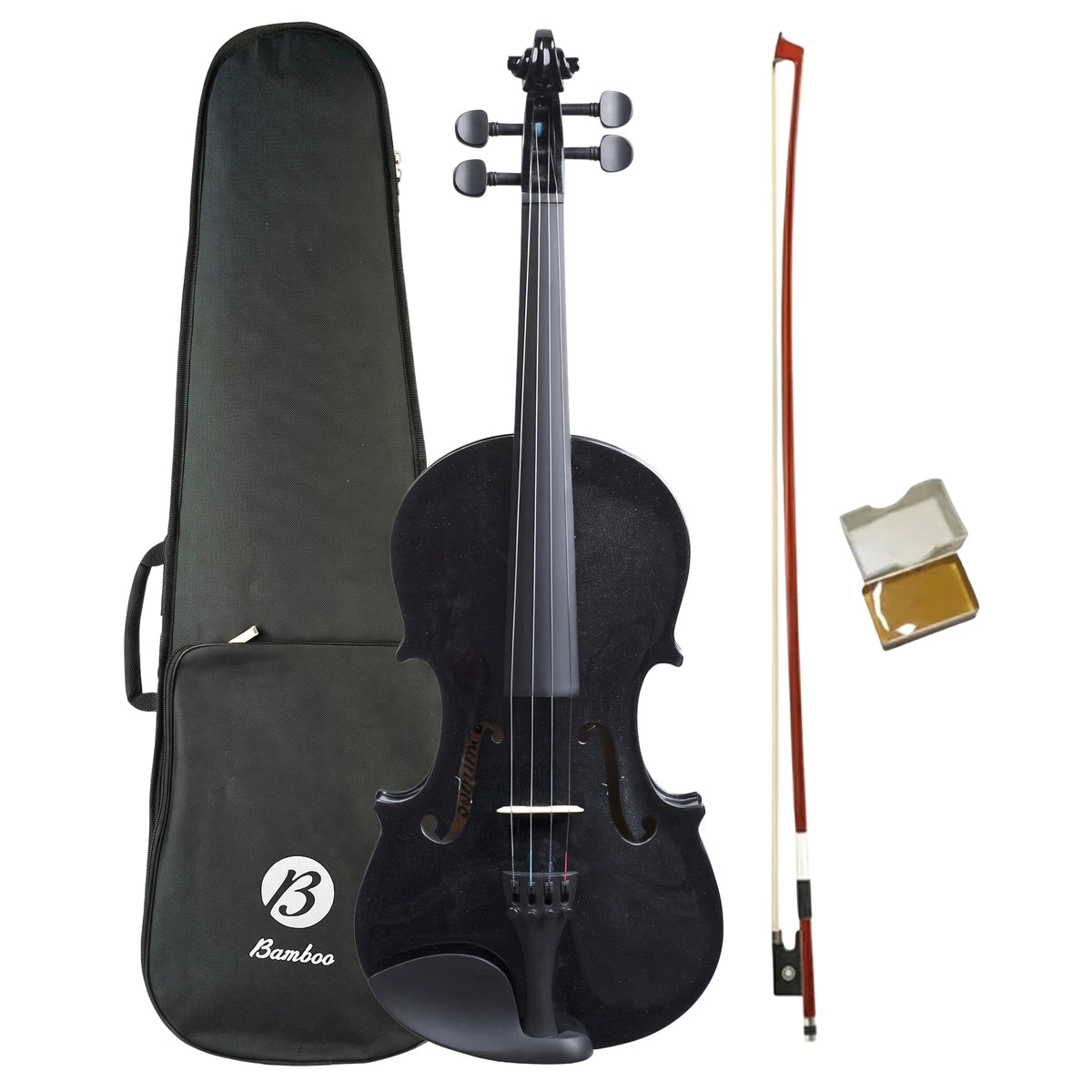 Violin Bamboo UV-L-44-BK Negro 4/4 Brillante Con Arco Brea Y Estuche