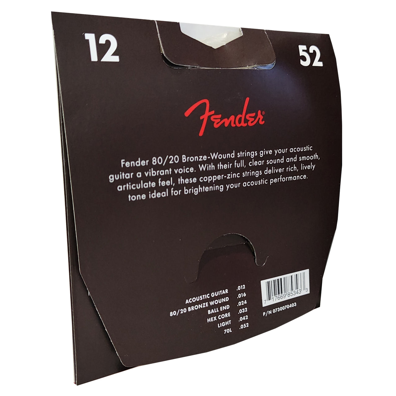 Juego De Cuerdas Fender Guitarra Electroacustica 12-52, 70l, 0730070403