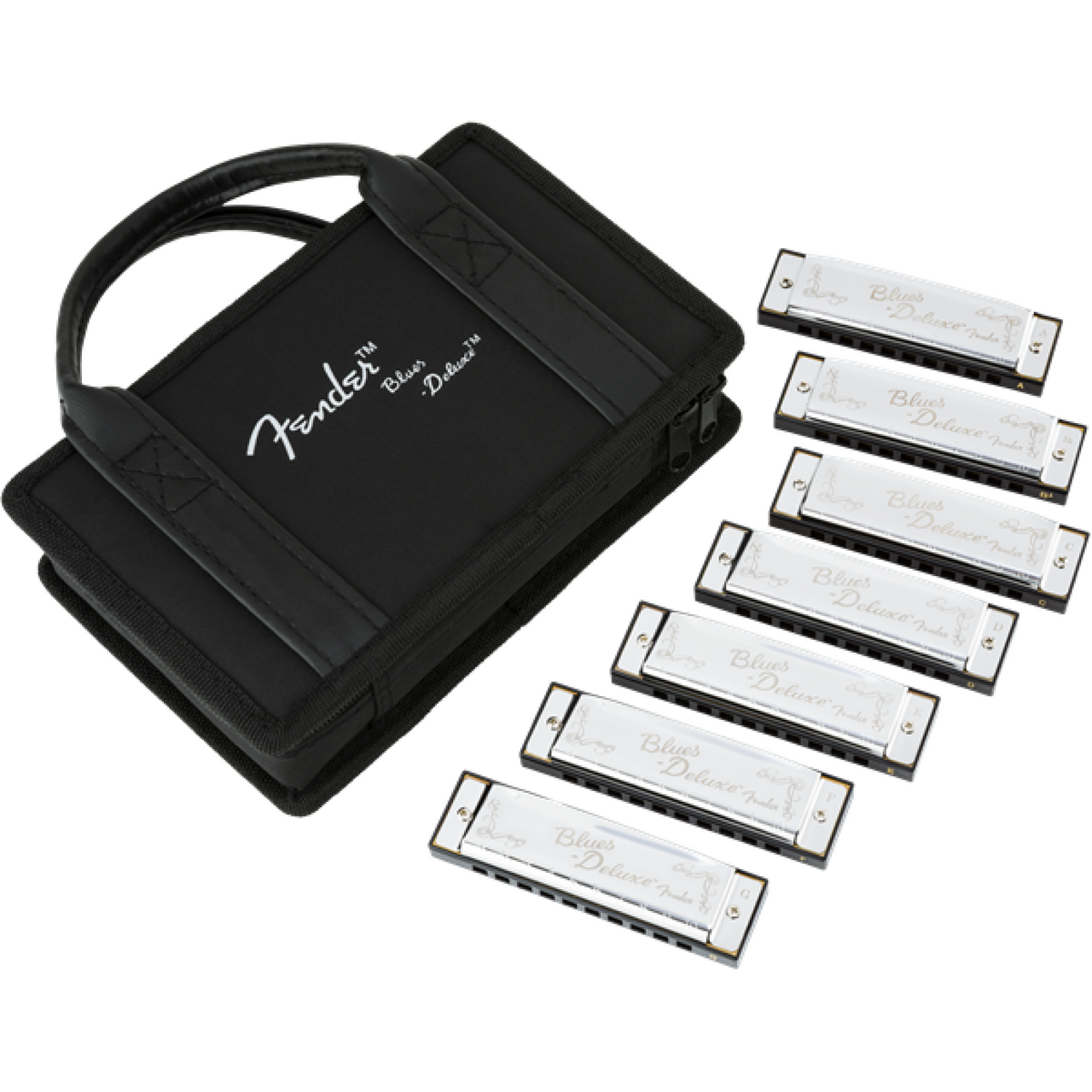 Paquete De Armonicas Fender Blues Deluxe 7 Pack W/case, 0990701049