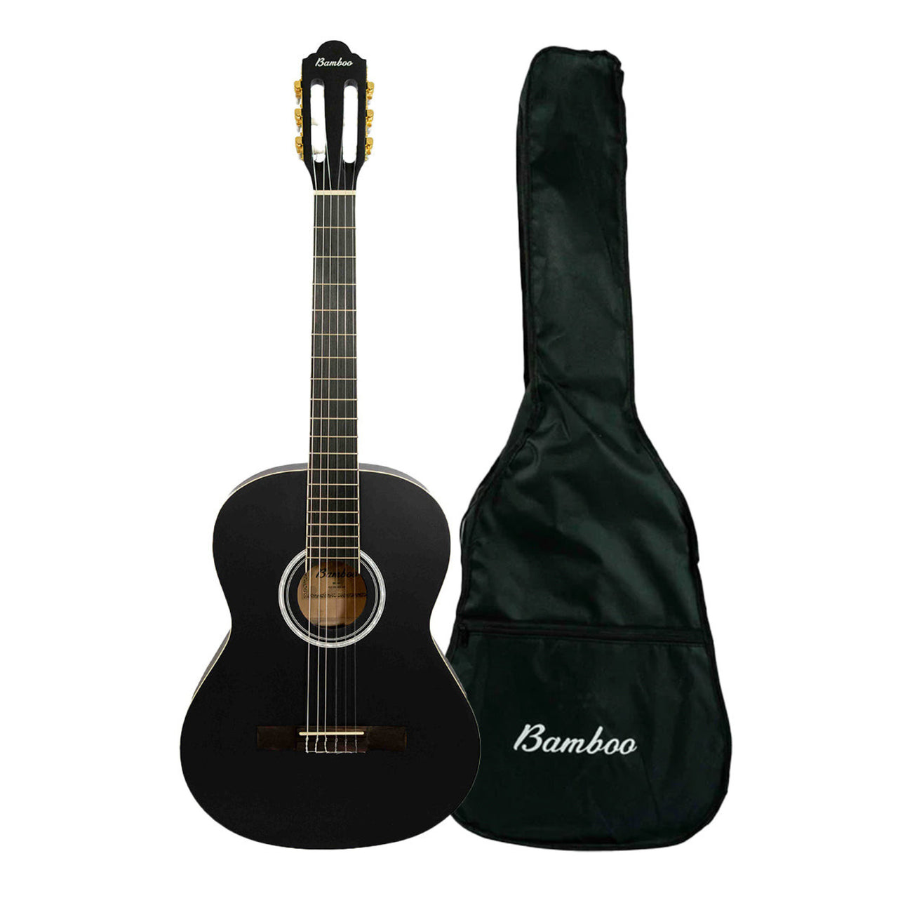 Guitarra Clasica Bamboo Gc-39-bk-ar Negra Con Funda 39 Pulgadas