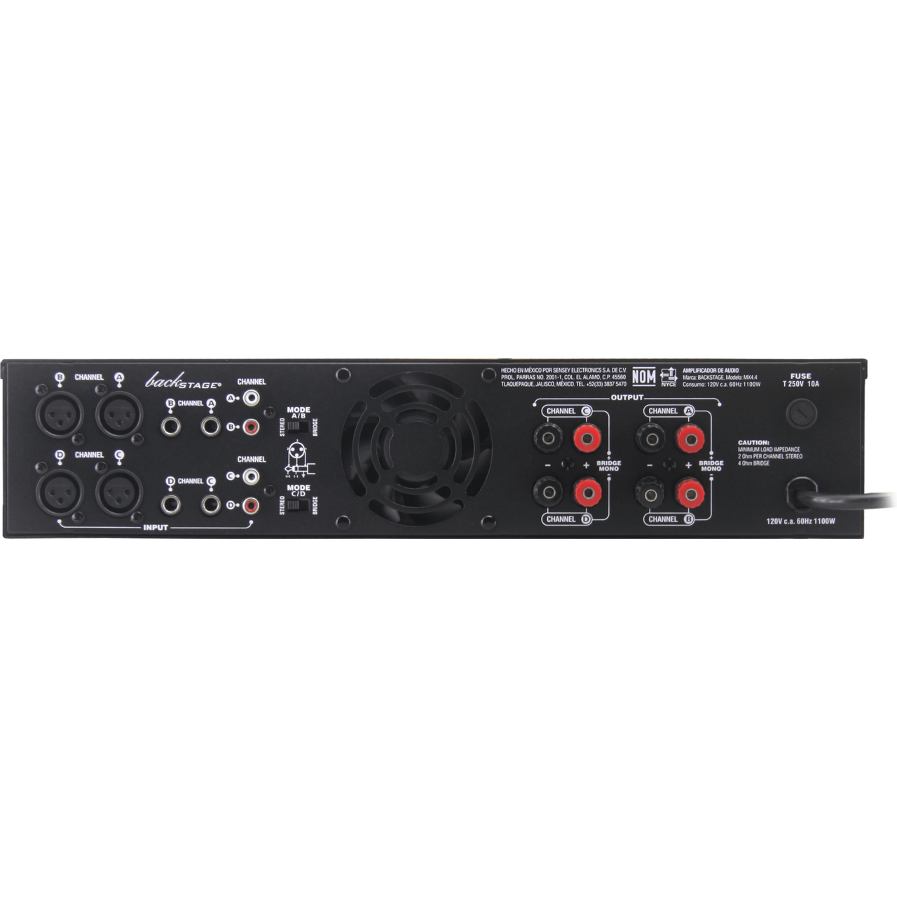 Amplificador Back Stage 4ch 800w Rms, Mx-4.4