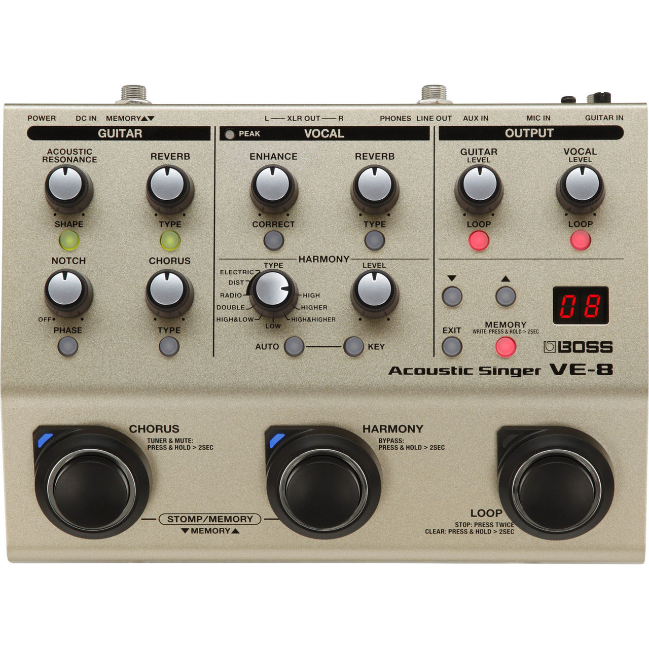 Procesador Boss Ve-8 De Efecto Para Voz Y Guitarra