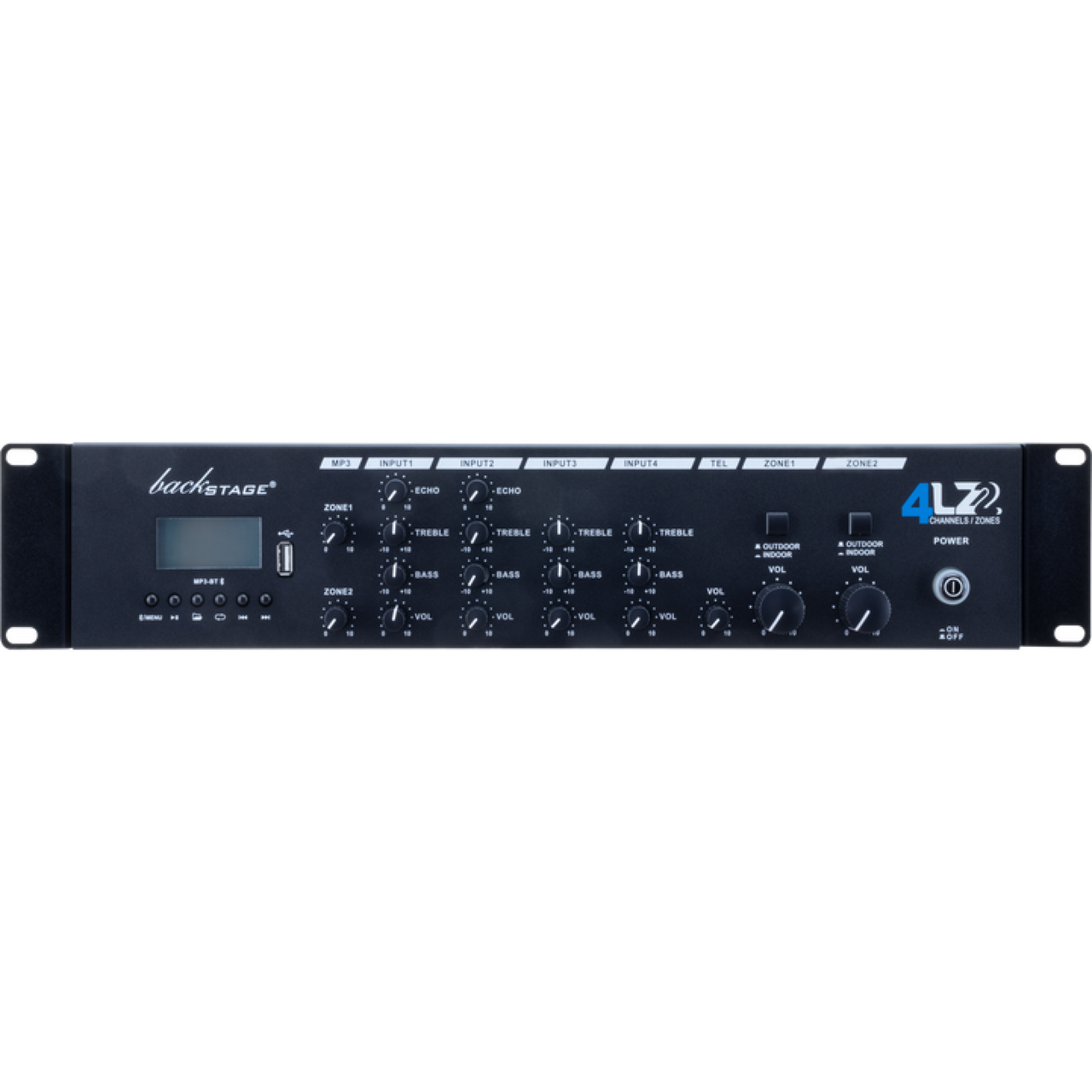 Amplificador Back Stage 4lz2 De Audio Con 4 Entradas 2 Zonas