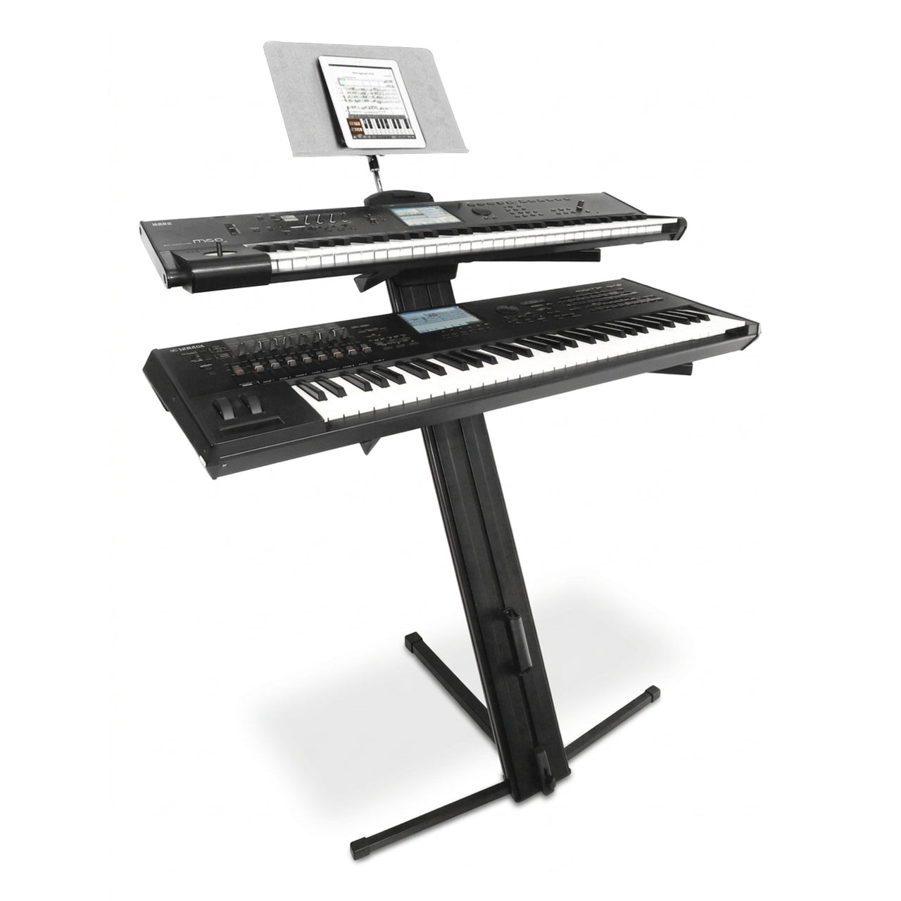 STAND/ATRIL ROMMS P/2 TECLADOS BRAZOS AJUSTABLES NEGRO, MS-120BK