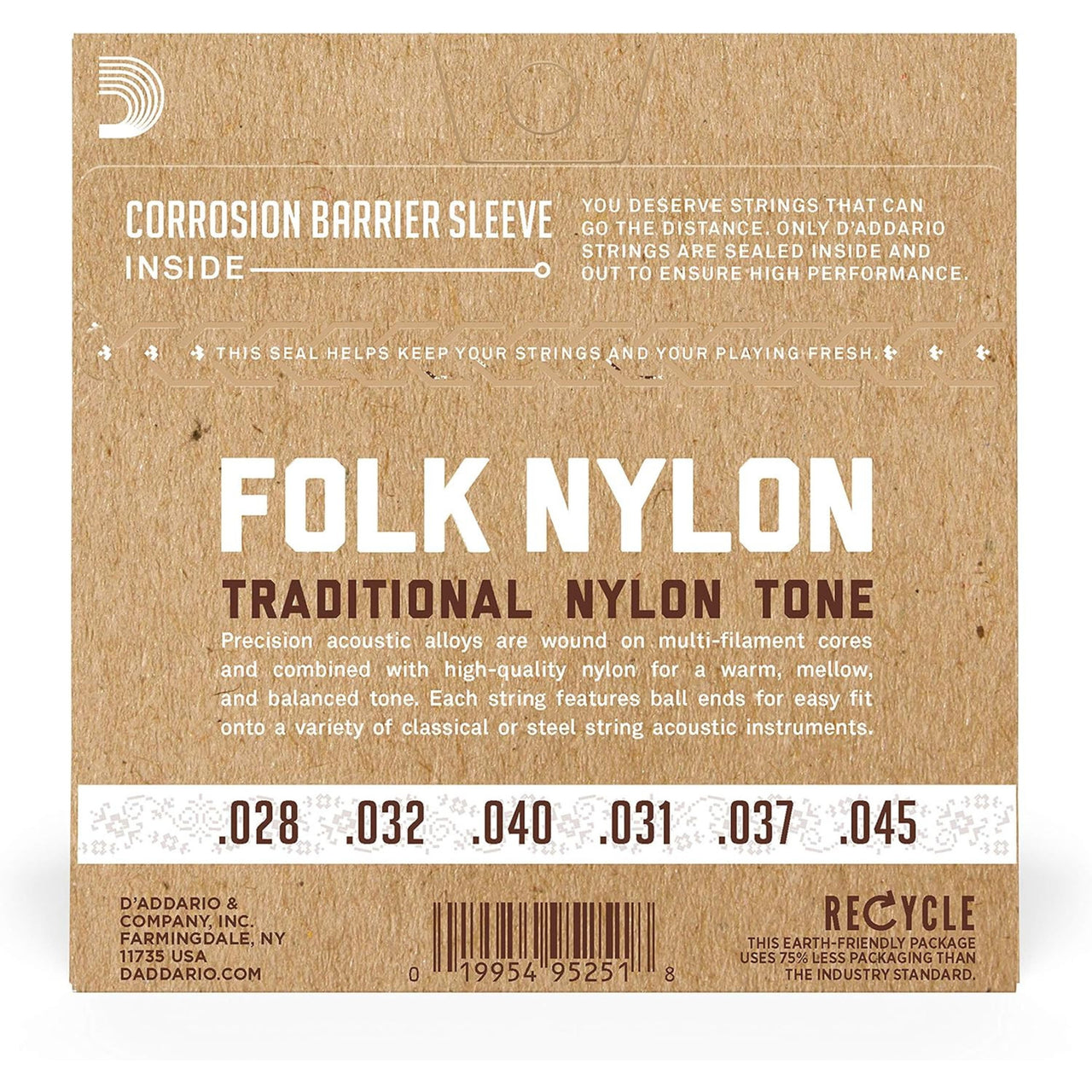 Encordadura D Addario Ej-33 Para Guitarra Serie Folk Nylon