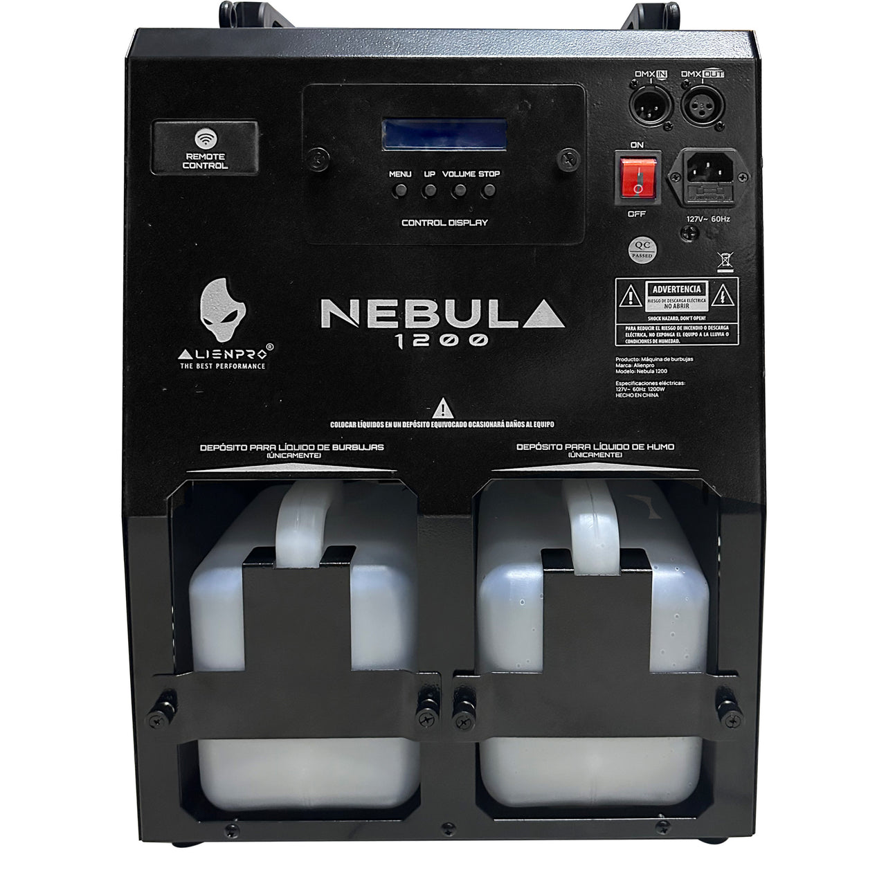 Maquina De Burbujas Alien 1200 Con Humo 200w Disparos Dobles Y 16 Leds Nebula 1200