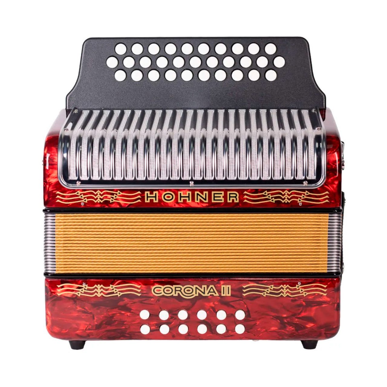 Acordeon Hohner A5643 Corona Ii 31 Botones 12 Bajos Fa/sib/mib Rojo