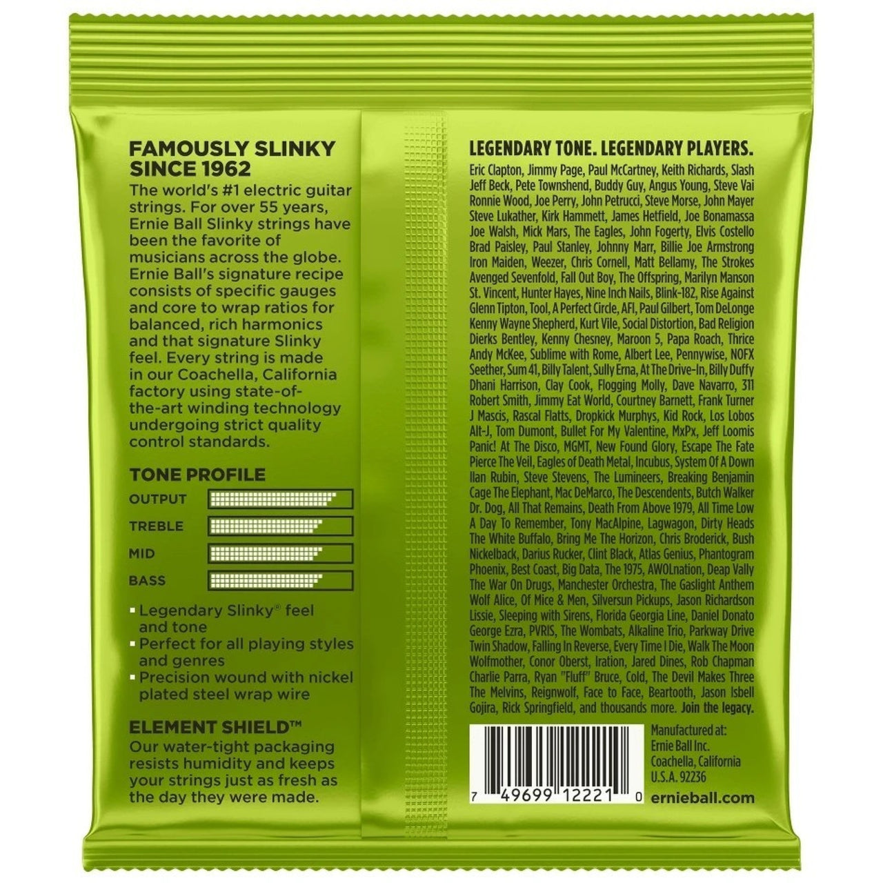 Encordadura Ernieball Para Guitarra Electrica Regslinky Verde, 2221