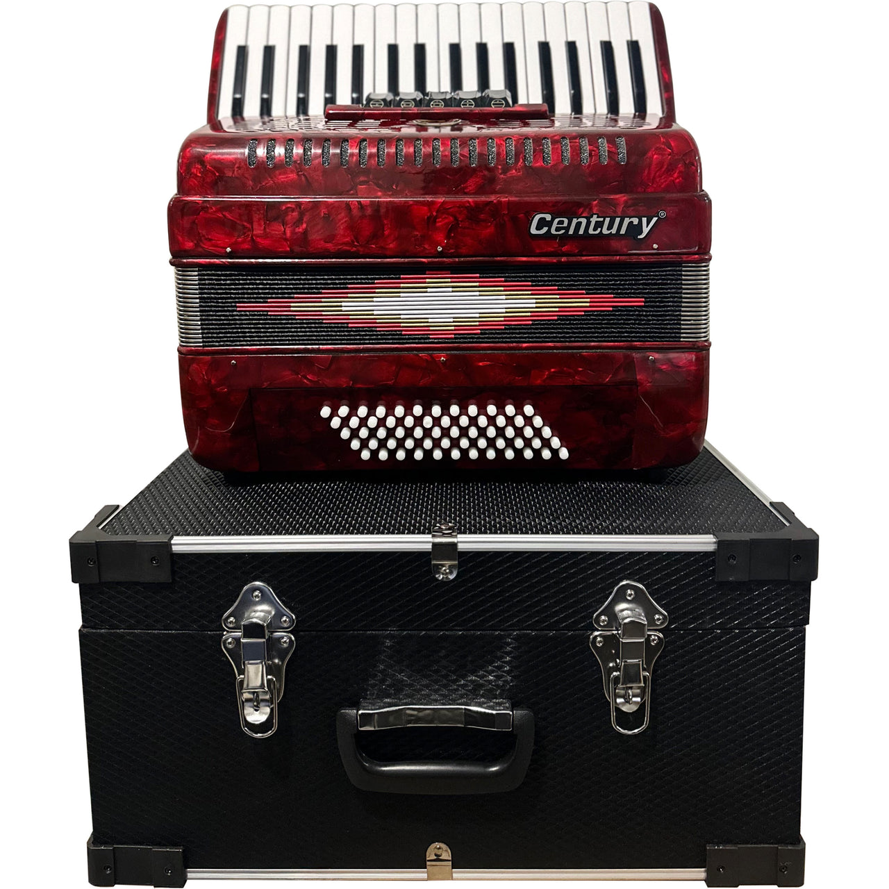Acordeon Teclas Century Cnac043 5 Registros 34 Teclas 60 Bajos Rojo