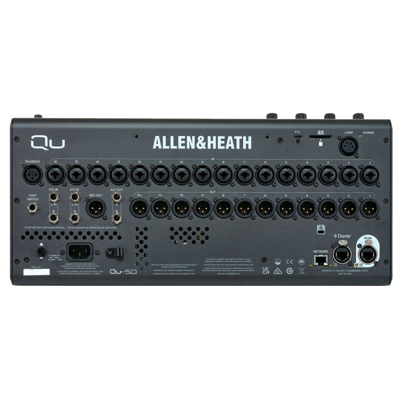 Mezcladora Digital Allen & Heath Qu-5d Con Dante 16 Canales
