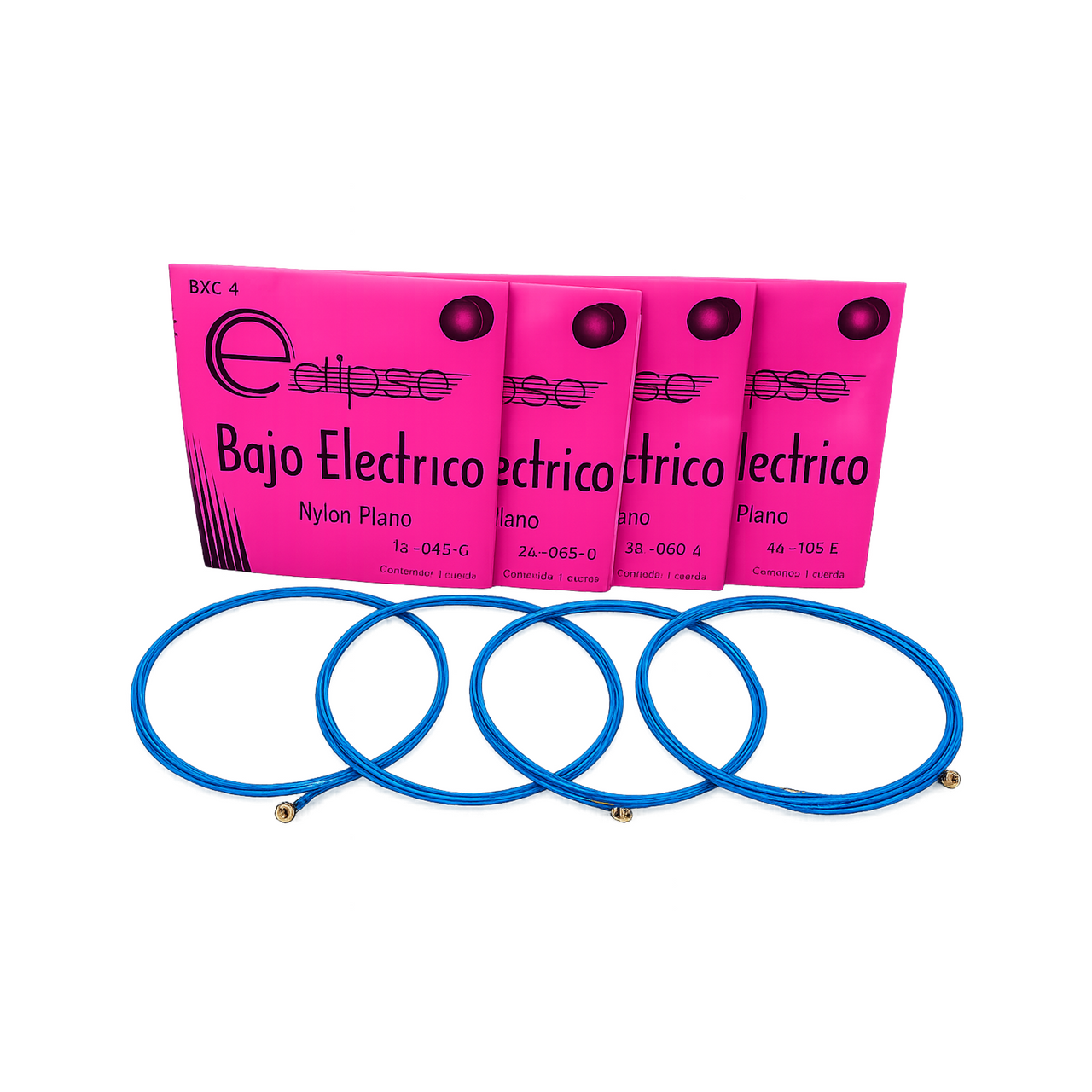 Encordadura Eclipse Bxc-4a Para Bajo Nylon 4 Cuerdas Azul