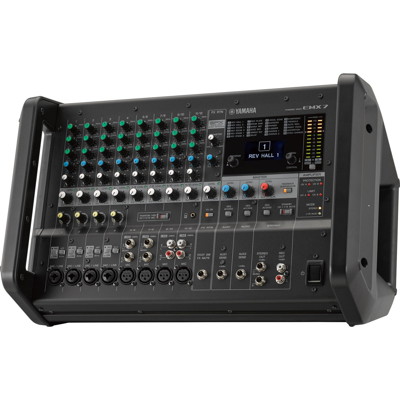 CONSOLA MEZCLADORA YAMAHA 12 CANALES 600W X 2, EMX7