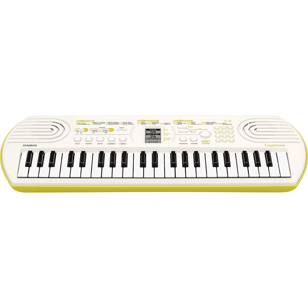 Teclado Casio Sa-80 Portatil 44 Teclas Color Blanco Y Amarillo