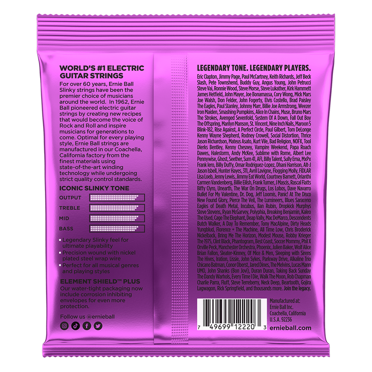 ENCORDADURA ERNIE BALL P/GUIT. ELECT.MORADA 2220