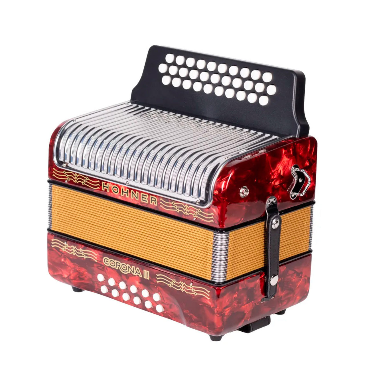 Acordeon Hohner A5643 Corona Ii 31 Botones 12 Bajos Fa/sib/mib Rojo