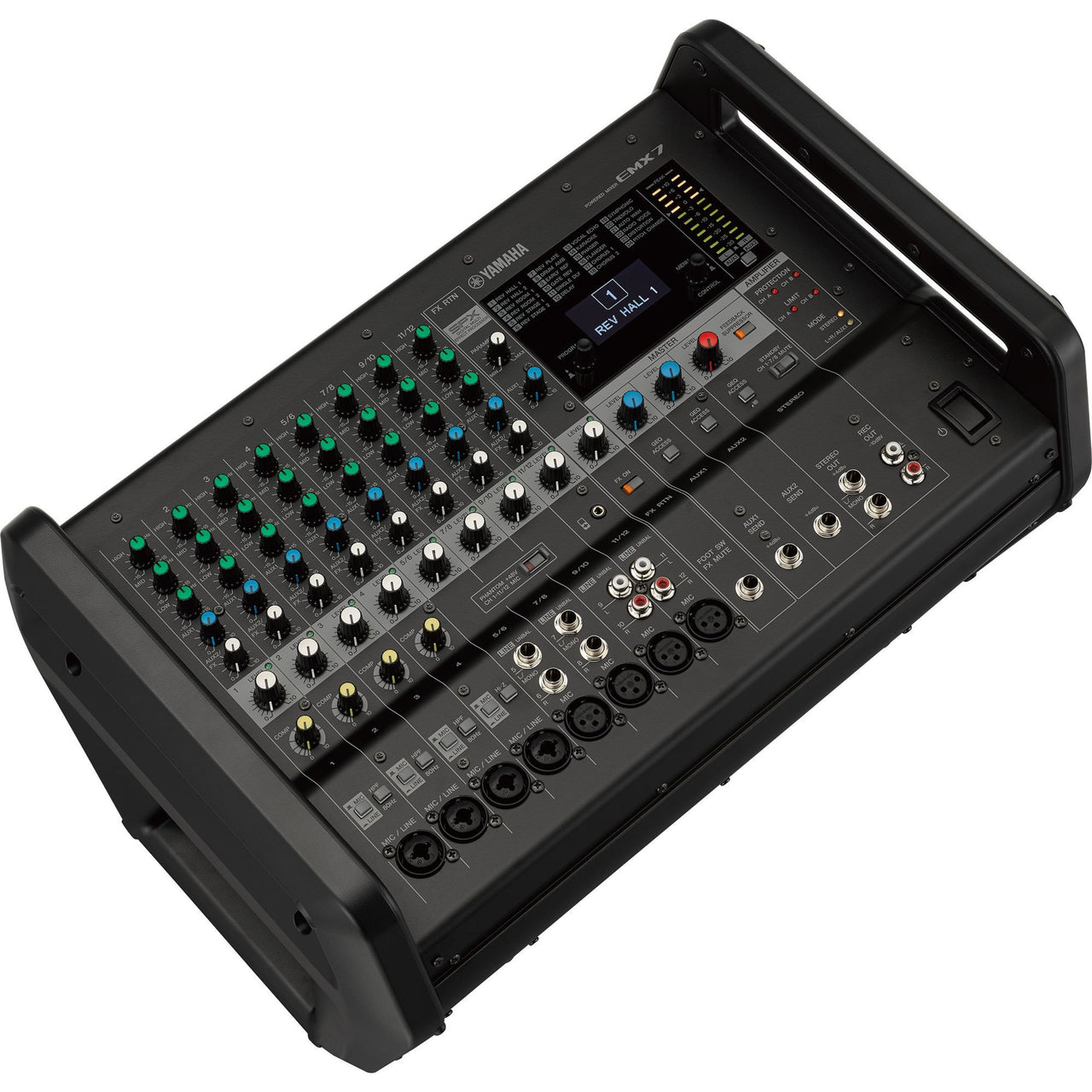 CONSOLA MEZCLADORA YAMAHA 12 CANALES 600W X 2, EMX7