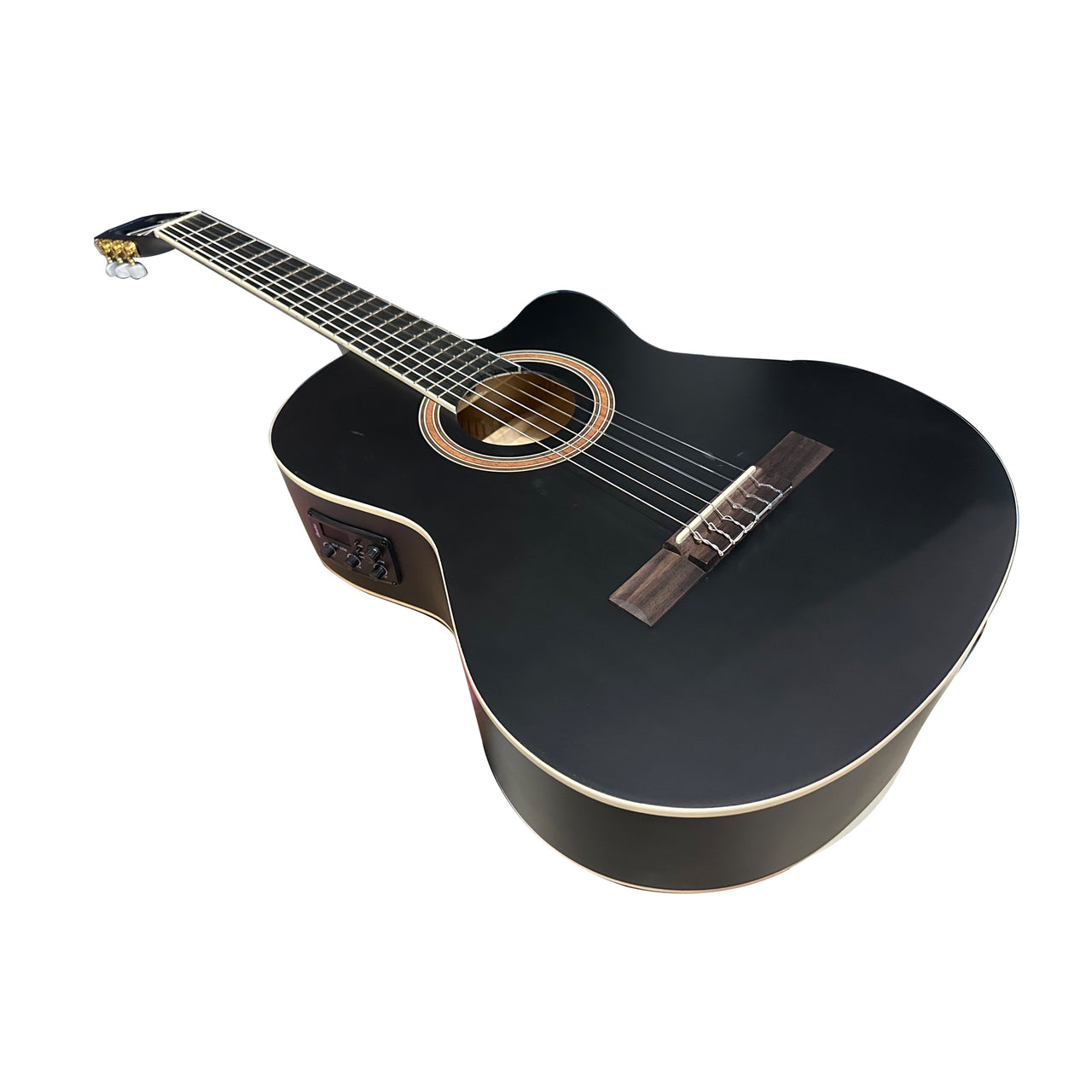 Guitarra Electroacustica Bamboo Gc-39-bk-q-ar Negra Con Funda 39 Pulgadas