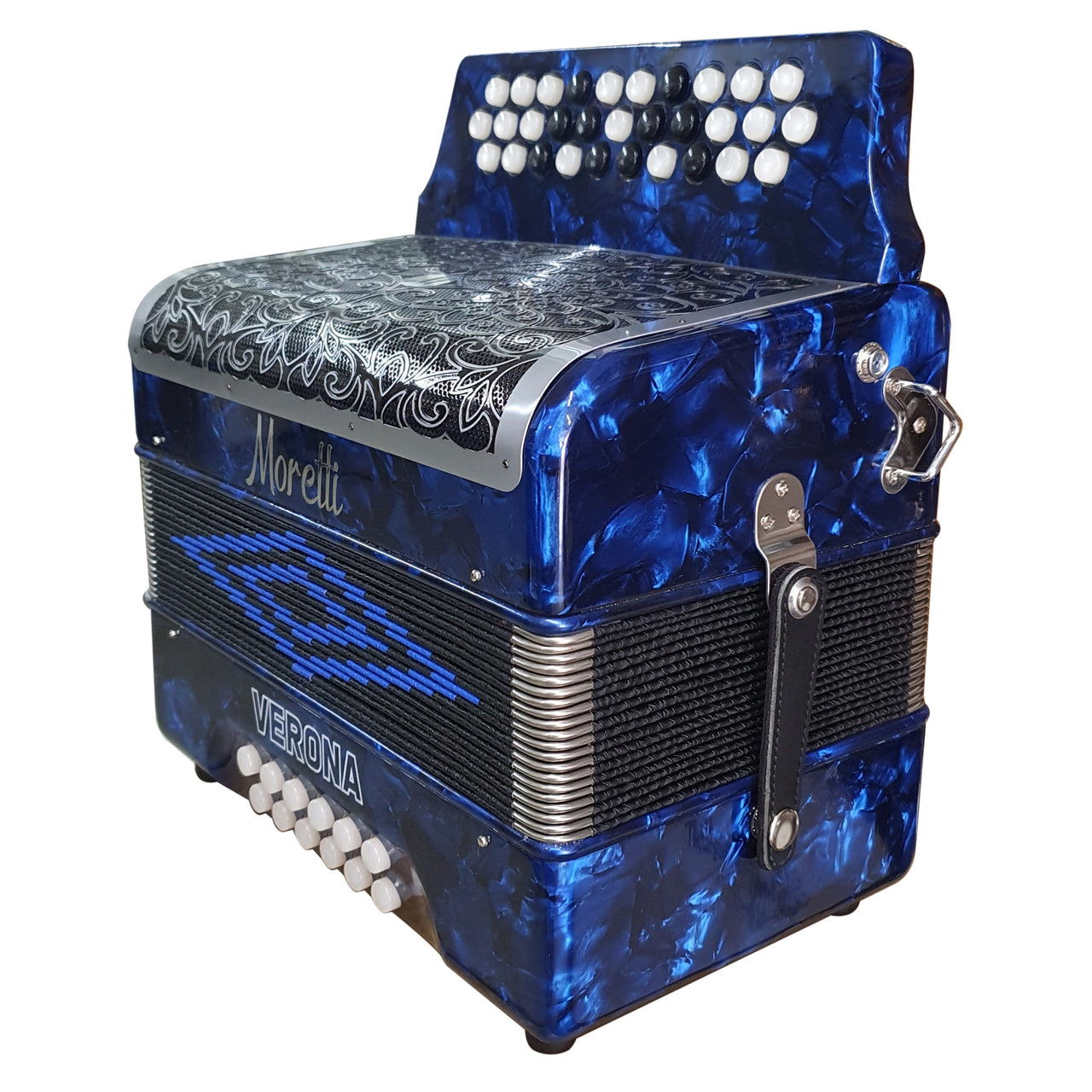 Acordeon Moretti Verona Gcf Sol 31 Botones 12 Bajos Azul