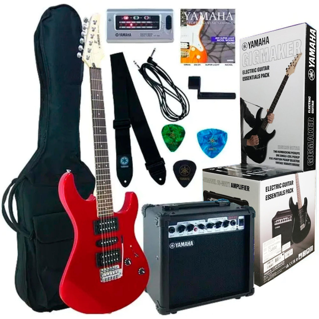 PAQUETE DE GUITARRA ELECTRICA YAMAHA ROJO METALICO, ERG121GPIIMR