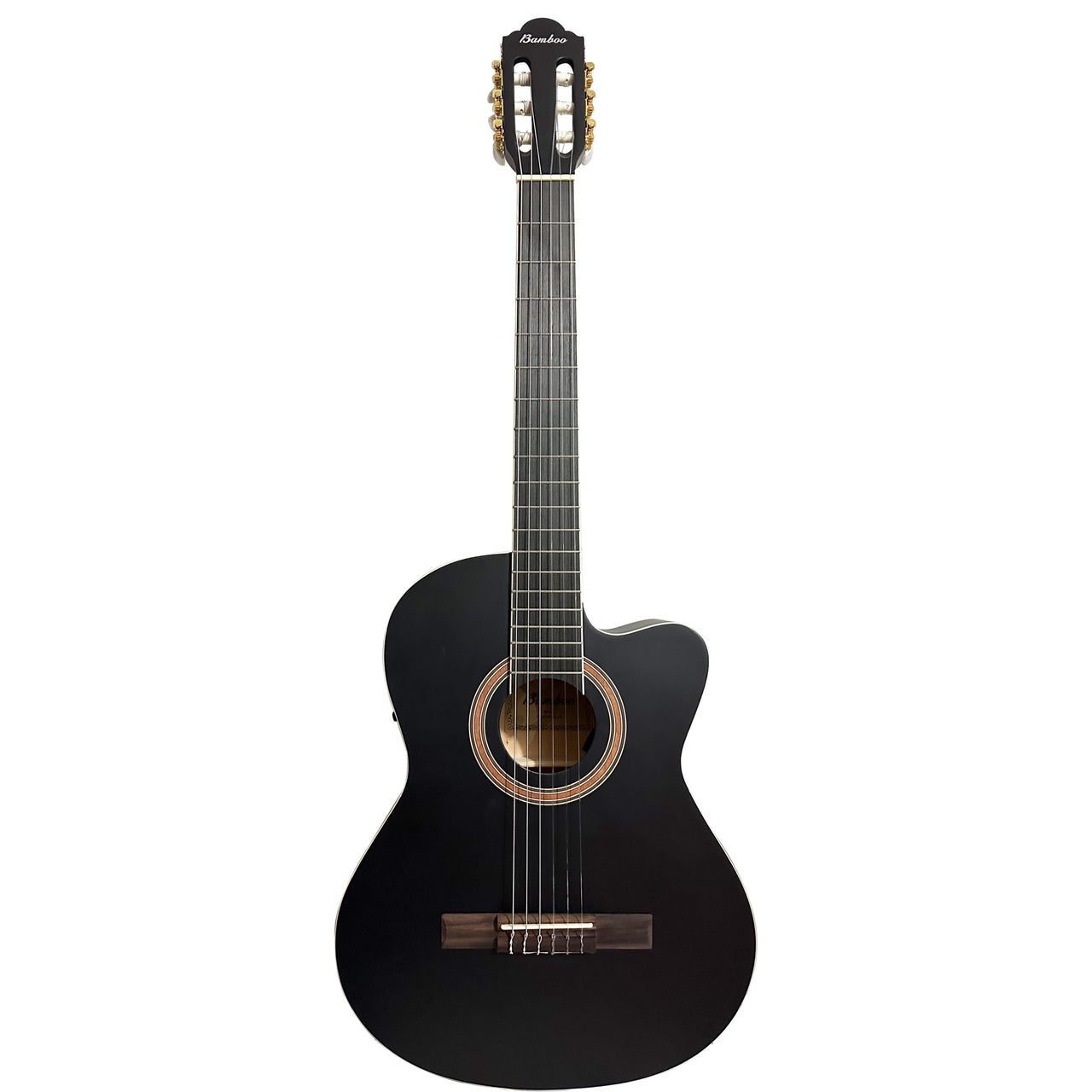 Guitarra Electroacustica Bamboo Gc-39-bk-q-ar Negra Con Funda 39 Pulgadas