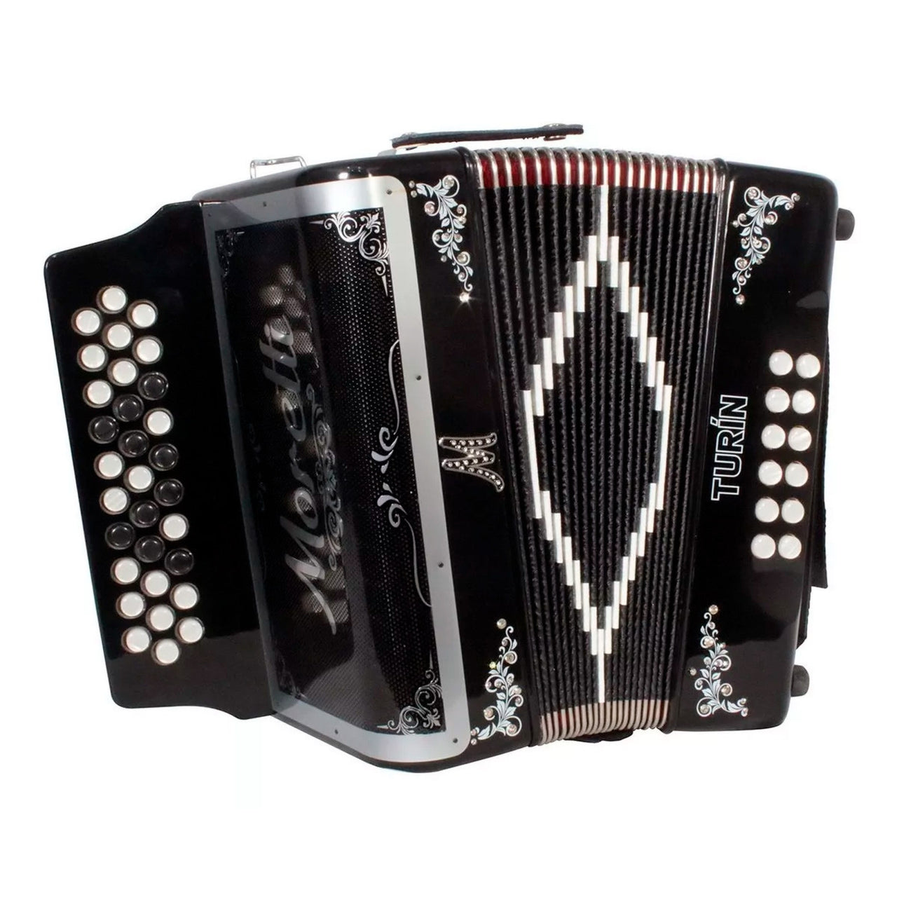 Acordeon Moretti Turin Fbbeb 31 Botones 12 Bajos En Fa Negro
