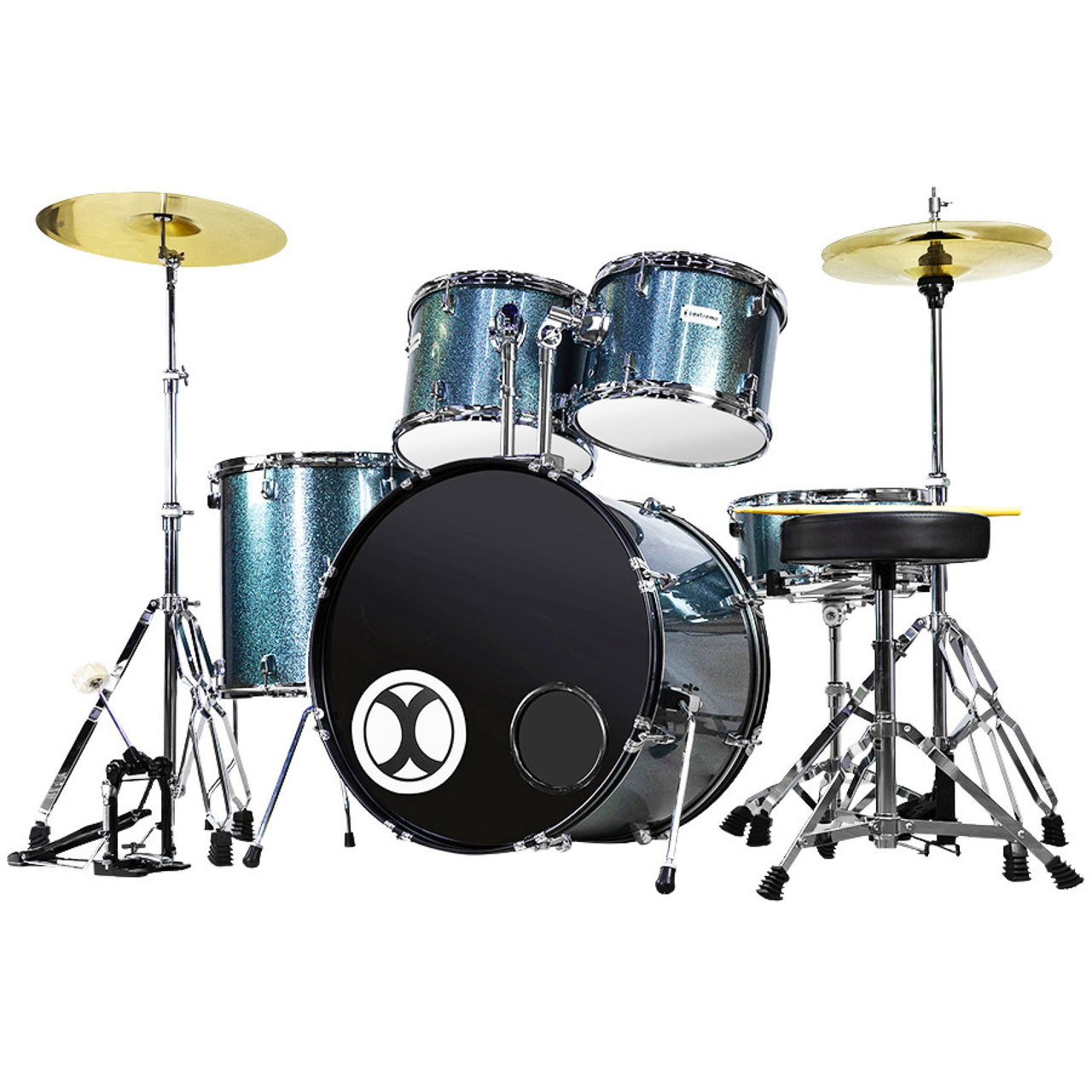 BATERIA EXTREME 5 PIEZAS AZUL SPARKLE TERMINADOR CROMADO, EXBT066