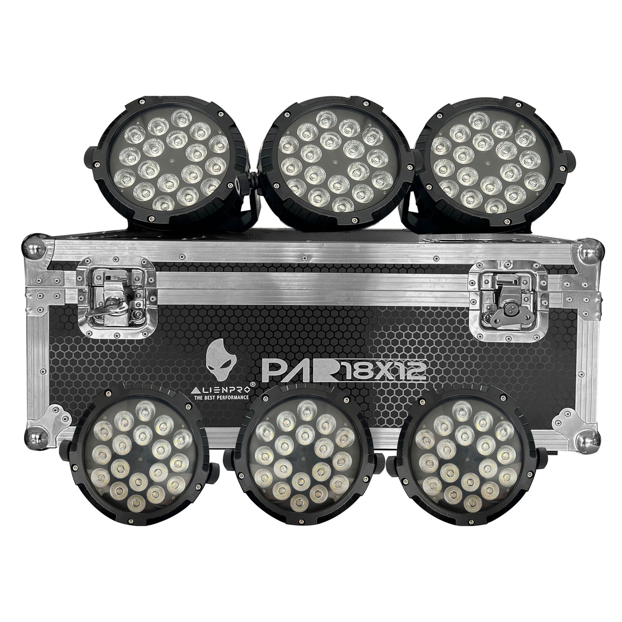 Par Led Alien 55-KIT-18X12 Epar 18X12W RGBWA Exterior Estuche Con 6 Piezas