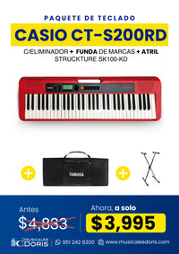 Thumbnail for Paquete Teclado Casio Ct-S200RD Con Accesorios Incluidos